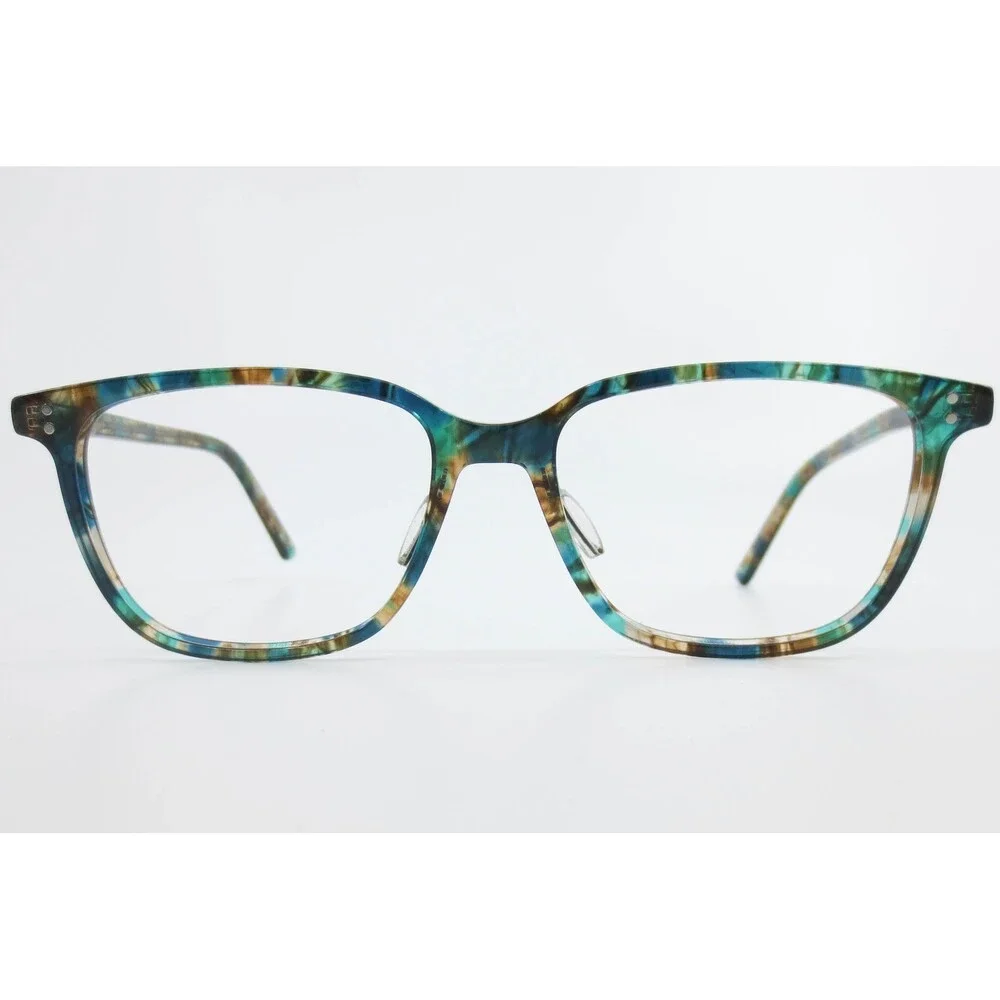 Kirkland Signature Nara Ganti Blue Teal Brown Marbled Eyeglass Frames 53-17-140